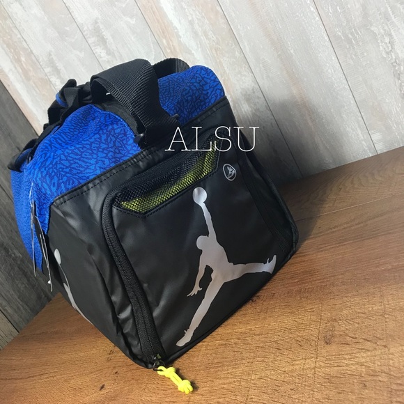 Nike Jordan Elemental Duffle Sport Bag Blue Black - Picture 2 of 6